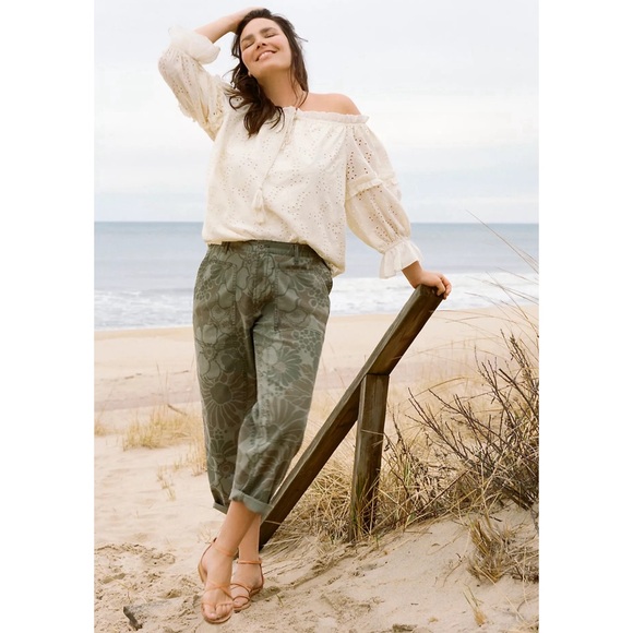 Anthropologie Jane Eyelet Lace Off-The-Shoulder Blouse Ivory NWT Size 16W - Picture 2 of 16